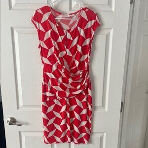 Geometric Red and White Dress